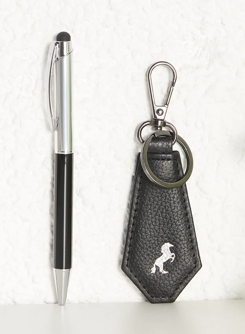 Robert Wood Genuine Leather Key Ring And Pen Gift Set
